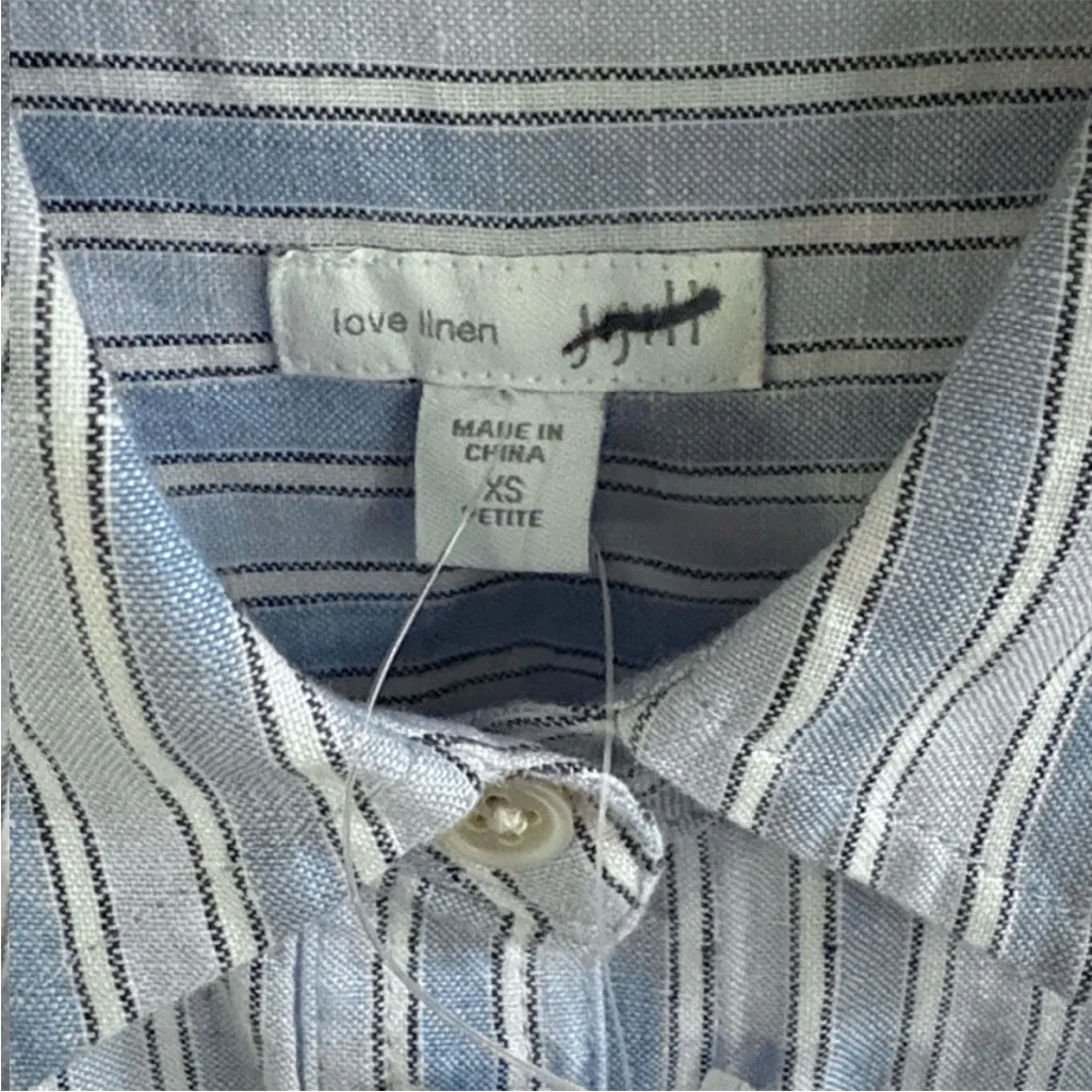NWT J. Jill Love Linen 100% Linen Striped Roll Tab Sleeve Shirt Dress Petite XS Size undefined - Image 6