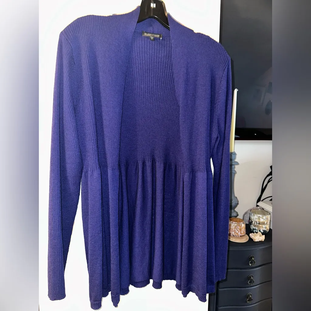 EILEEN FISHER 100% Merino Wool Italian Yarn Open Cardigan Sweater - Image 5