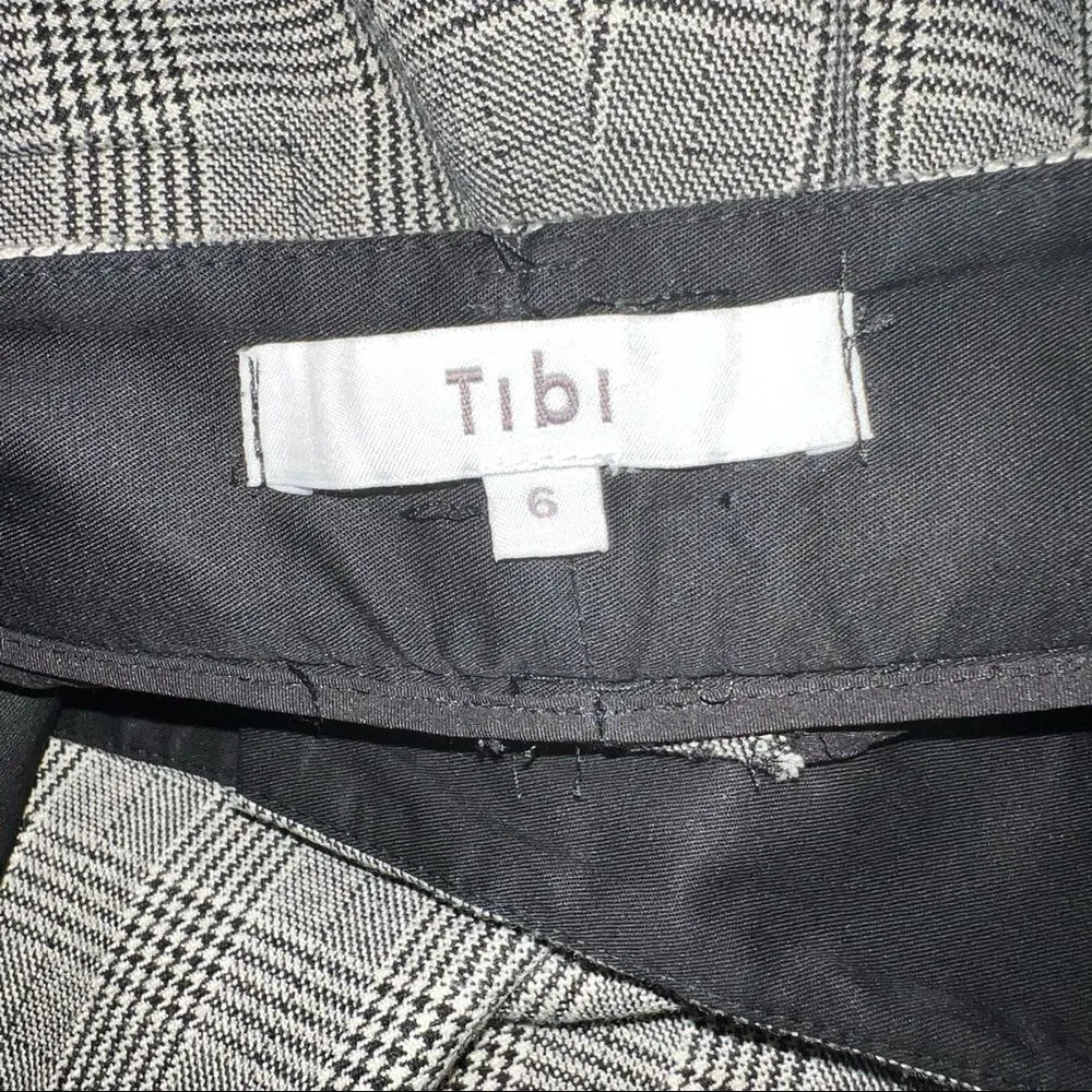 TIBI houndstooth plaid straight leg dress pants - Image 7