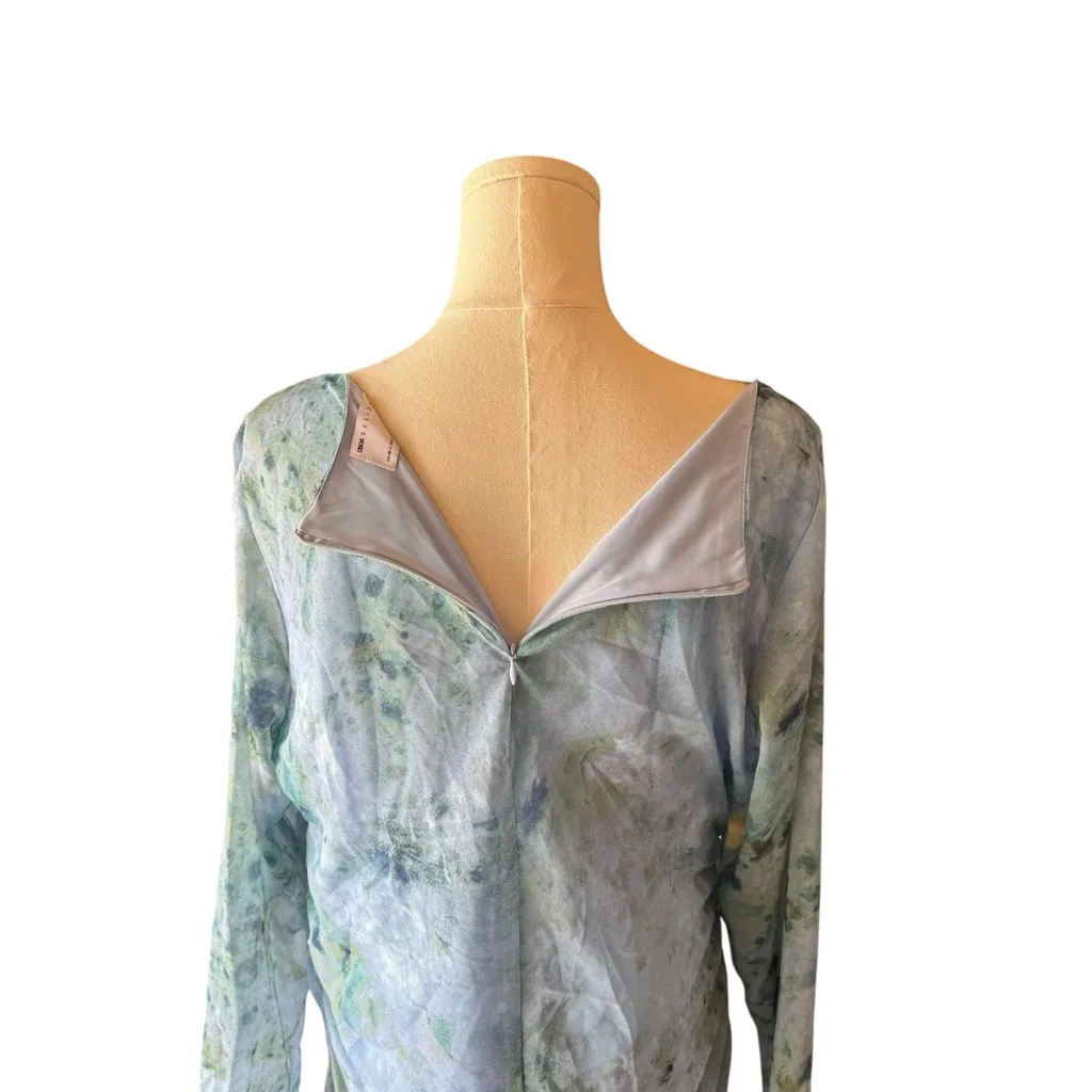 ASOS DESIGN - NWT Ruched Sleeve Maxi Dress in Blue Marble Sz 14 - Image 10