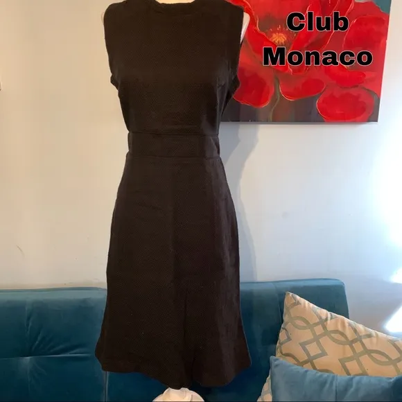 Club Monaco Size 2 Sleeveless Sheath Tweed Waffle Dress Sample Sale NWOT - Image 2