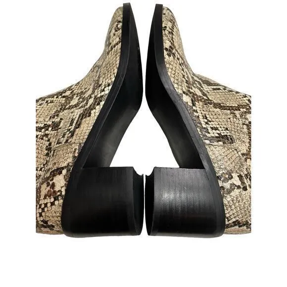 NWOT Nordstrom‎ Snakeskin Textured Black, Brown & Cream Chunky Heel Ankle Boots - Image 7