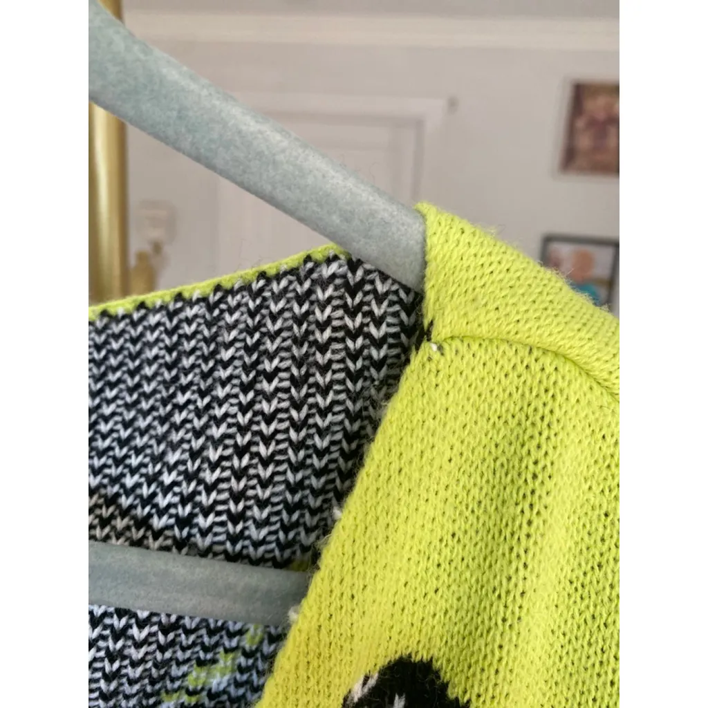 Nasty Gal Zebra Cropped Knit Sweater Neon Green Y2K Unique Bold Statement Funky - Image 5