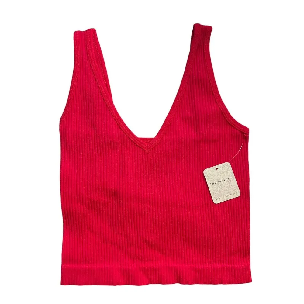 Free People  Cherry Red Solid Rib Brami New M/L - Image 19