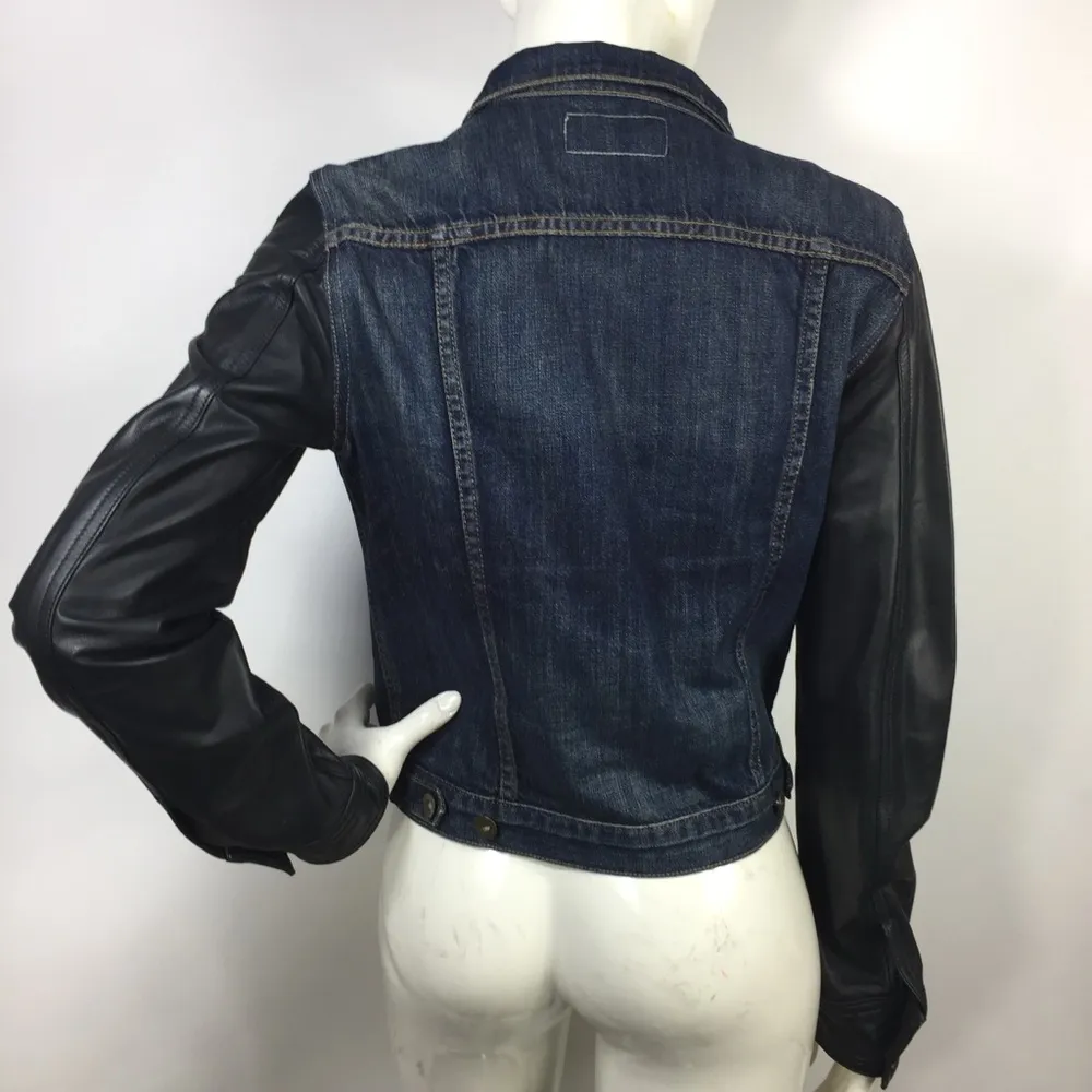Rag & Bone Denim Jacket w/ Leather Sleeves Sheffield Small - Image 14