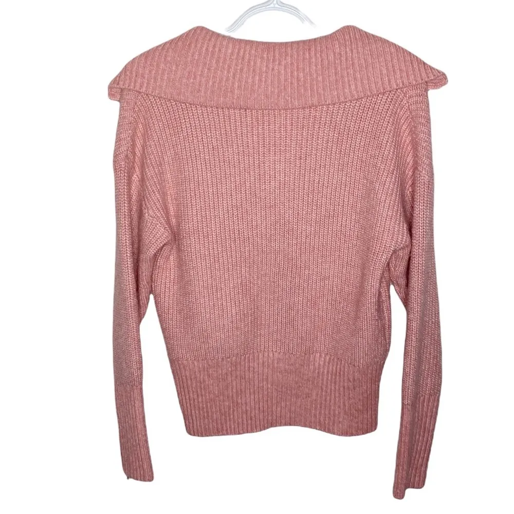 Cupcakes and cashmere quarter zip ribbed knit sweater in salmon pink size S - Image 2