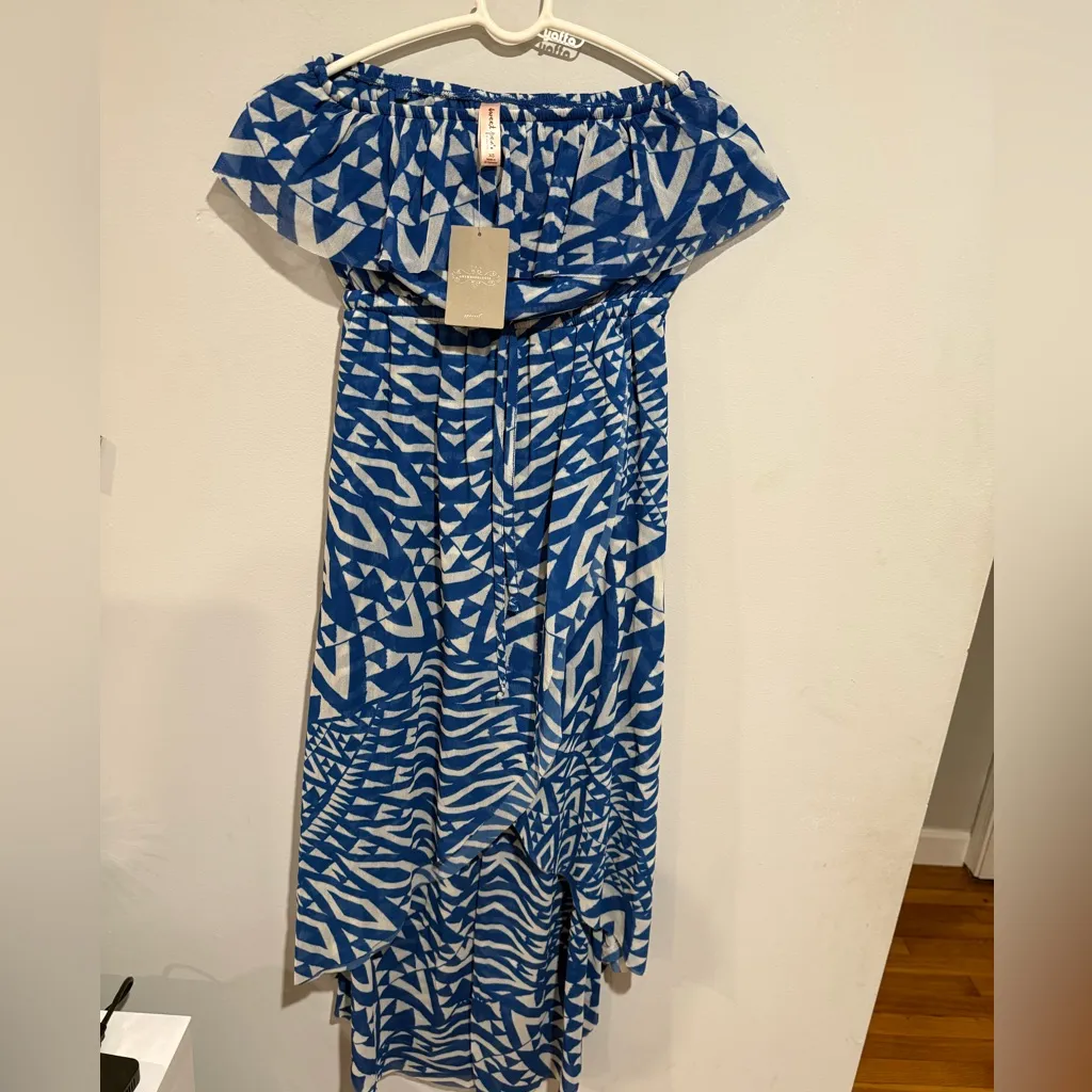 Anthropologie Blue and White Abstract Dress - Image 3
