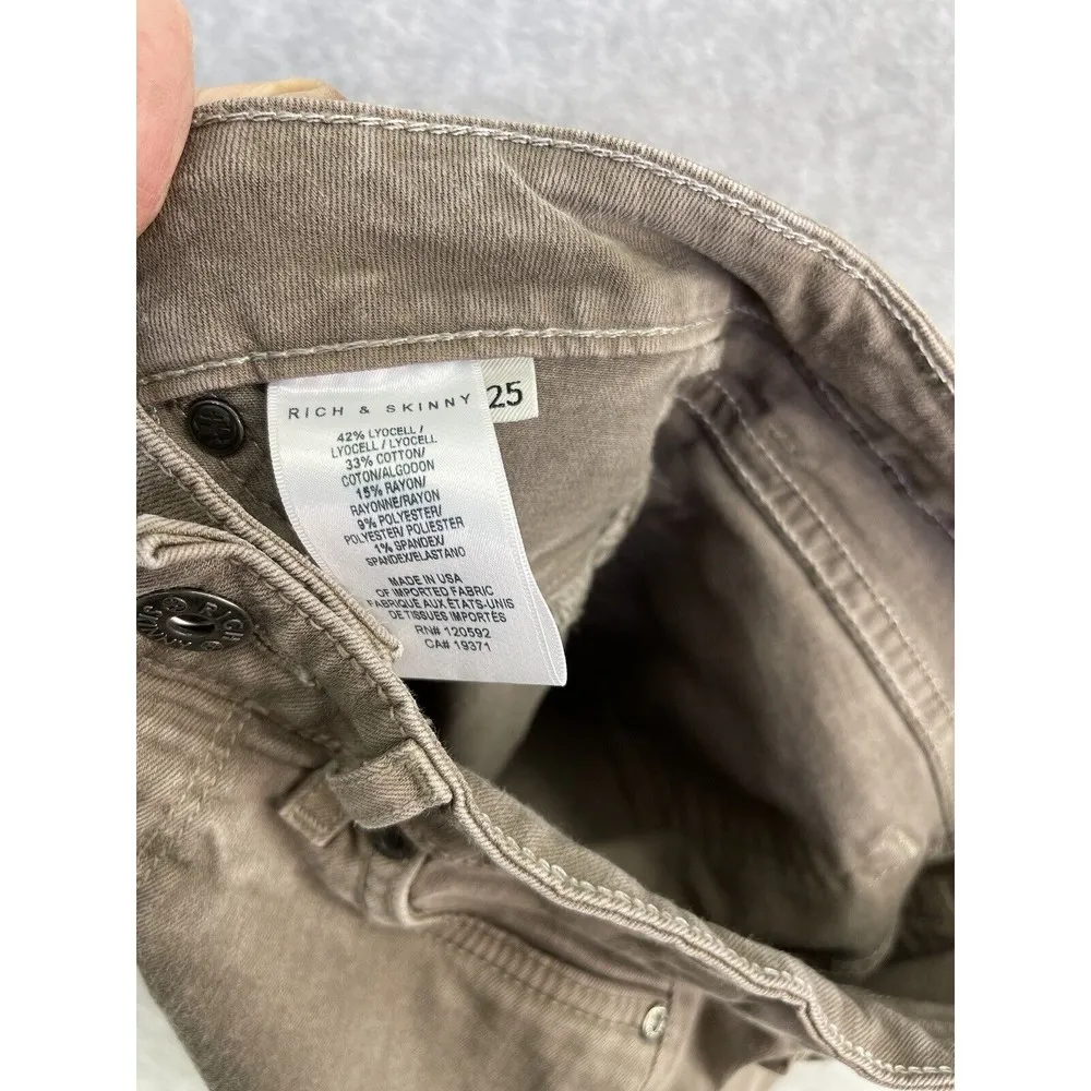 Rich & Skinny Women's Skinny Jeans Taupe Brown Size 25 USA Made Cotton - Image 3