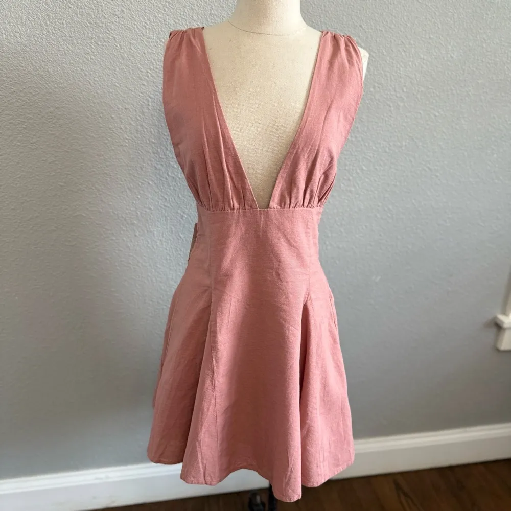 Zara Short Tied Linen Blend Dress Size Small‎ NWT Mauve - Image 2