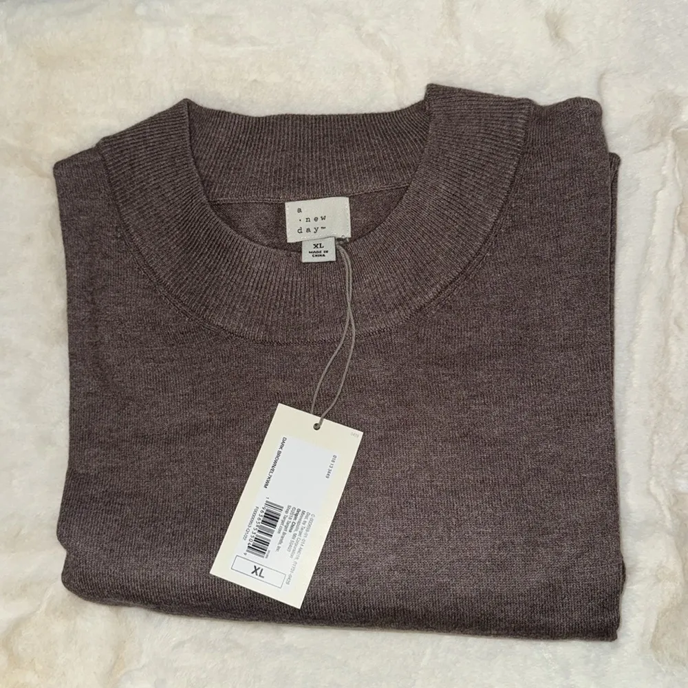 A New Day Crewneck Knit Sweater Long Sleeve Brown Women’s XL NWT - Image 5