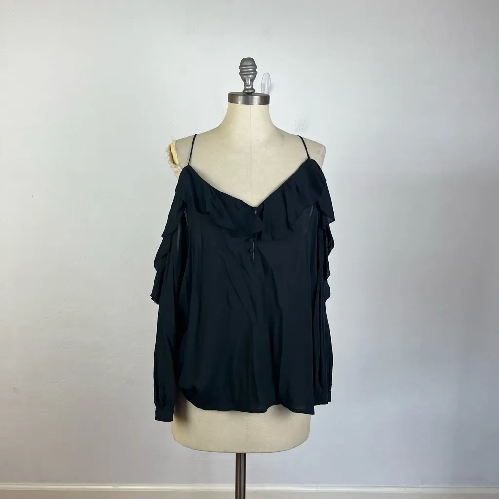 PAIGE Arabeth Cold Shoulder Blouse in Black - Image 2