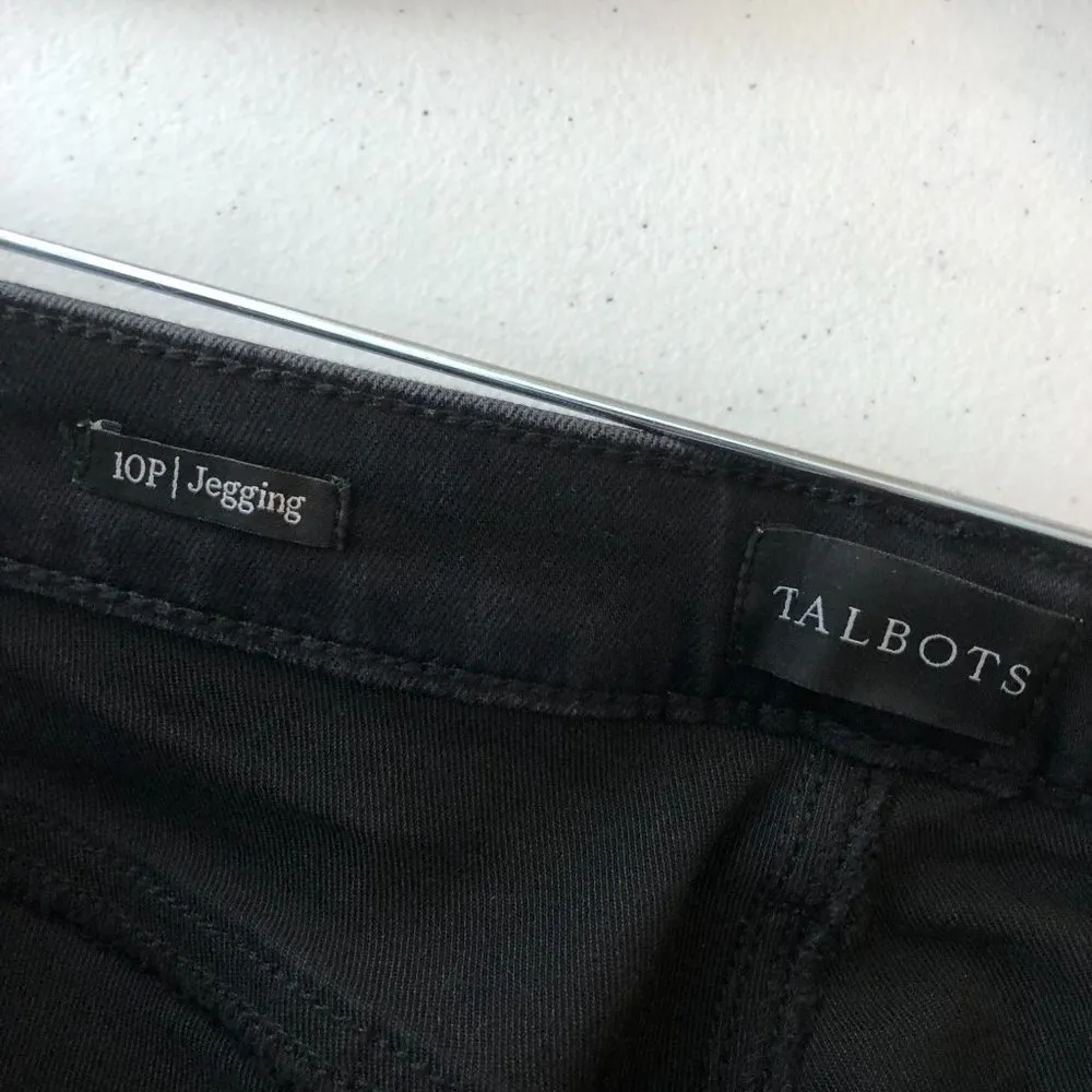 Talbots Women's Jeggings High Rise Ankle Side Jewel Button Ankle Hem Black 10P - Image 4