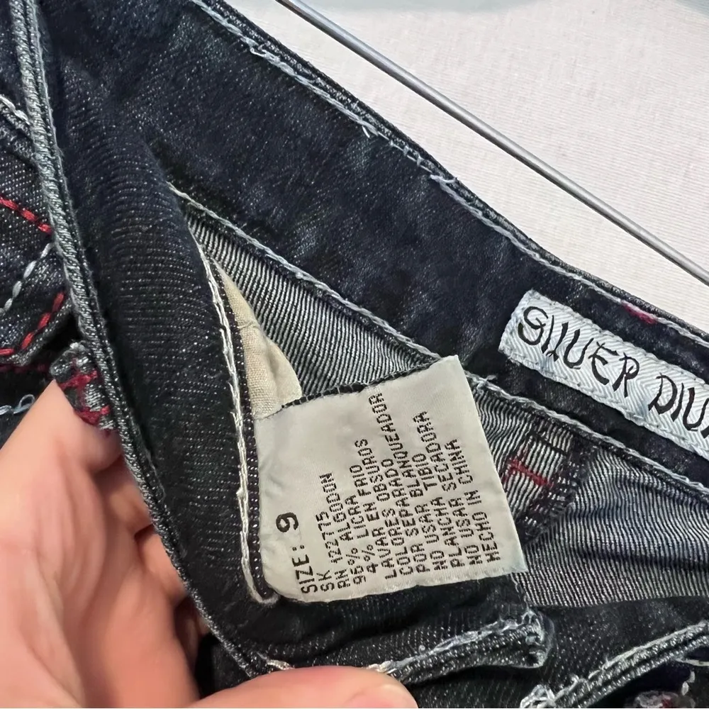 Y2K Silver Diva Red Cross Rhinestone Low Rise Jeans Blue Size undefined - Image 7