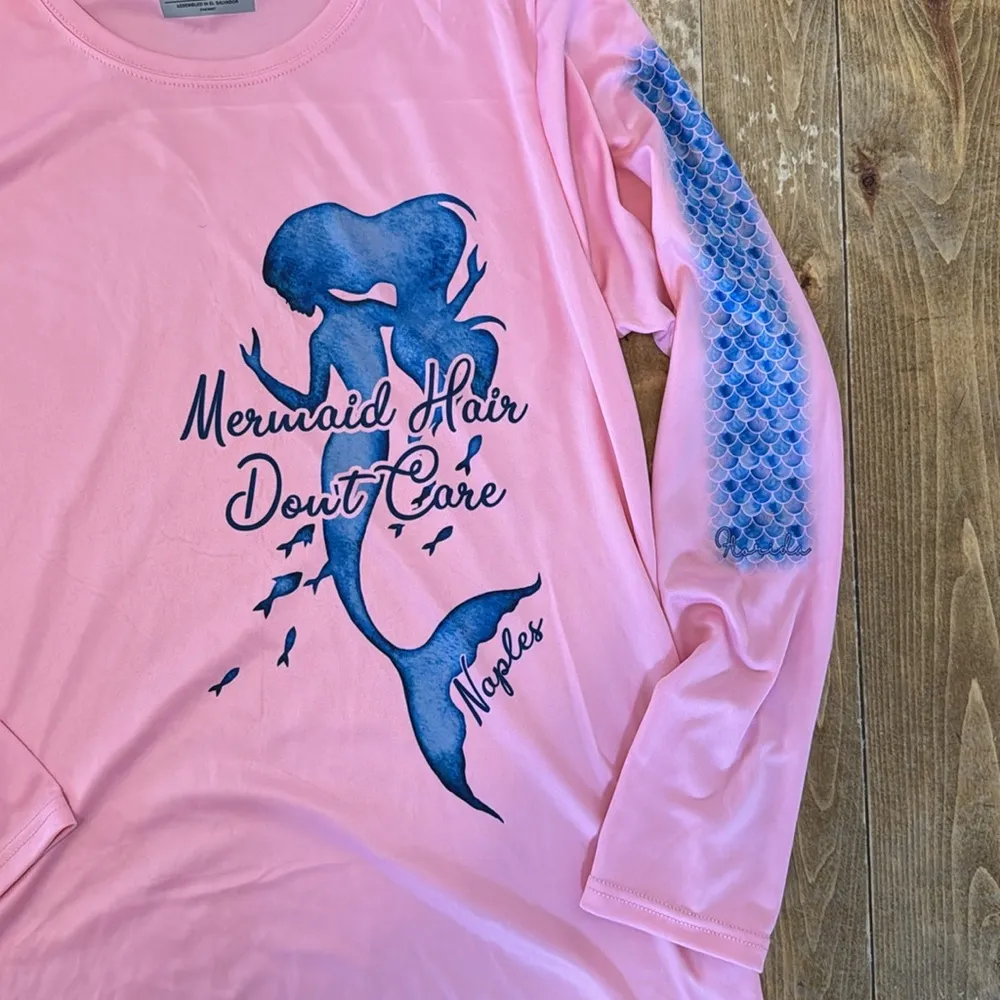 Pink Long Sleeve Shirt with Blue Mermaid Naples Florida Large - Image 2