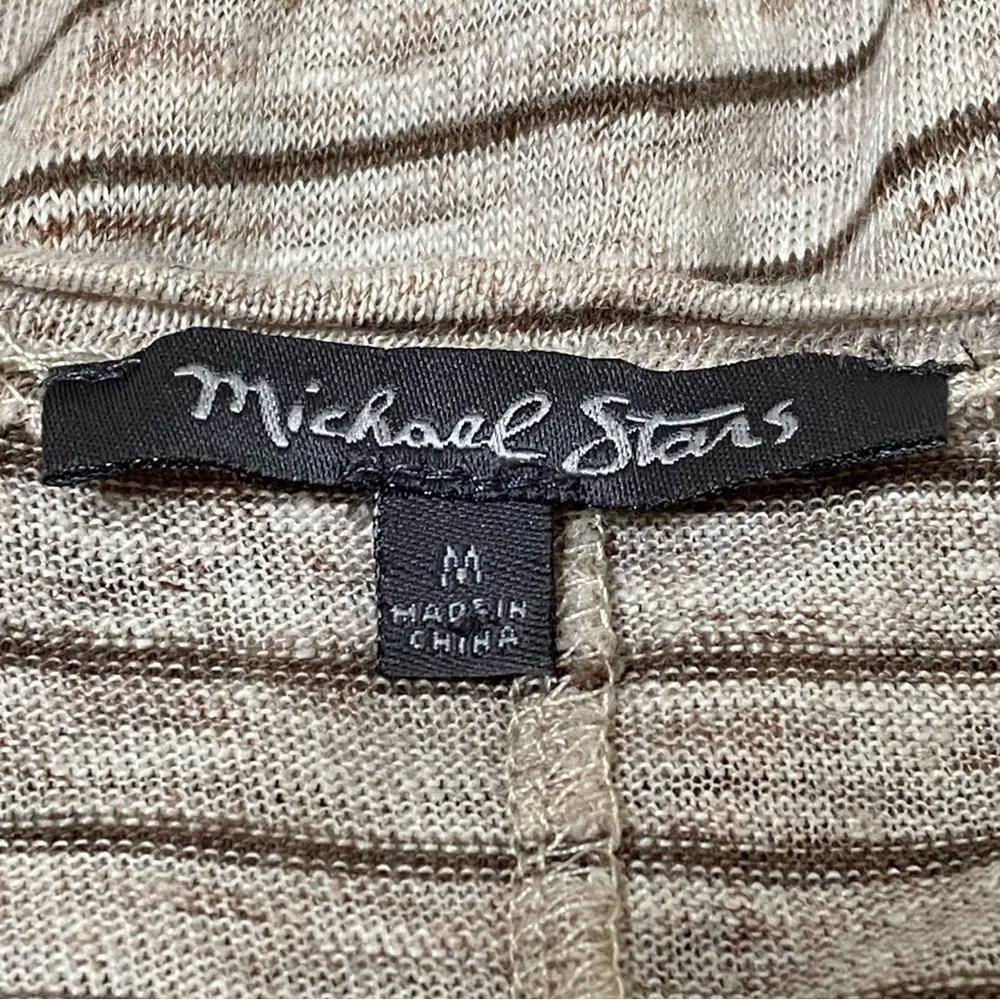 Michael Stars Linen Stripe High Low Top Boho Beachy Slouchy Lightweight Medium - Image 5