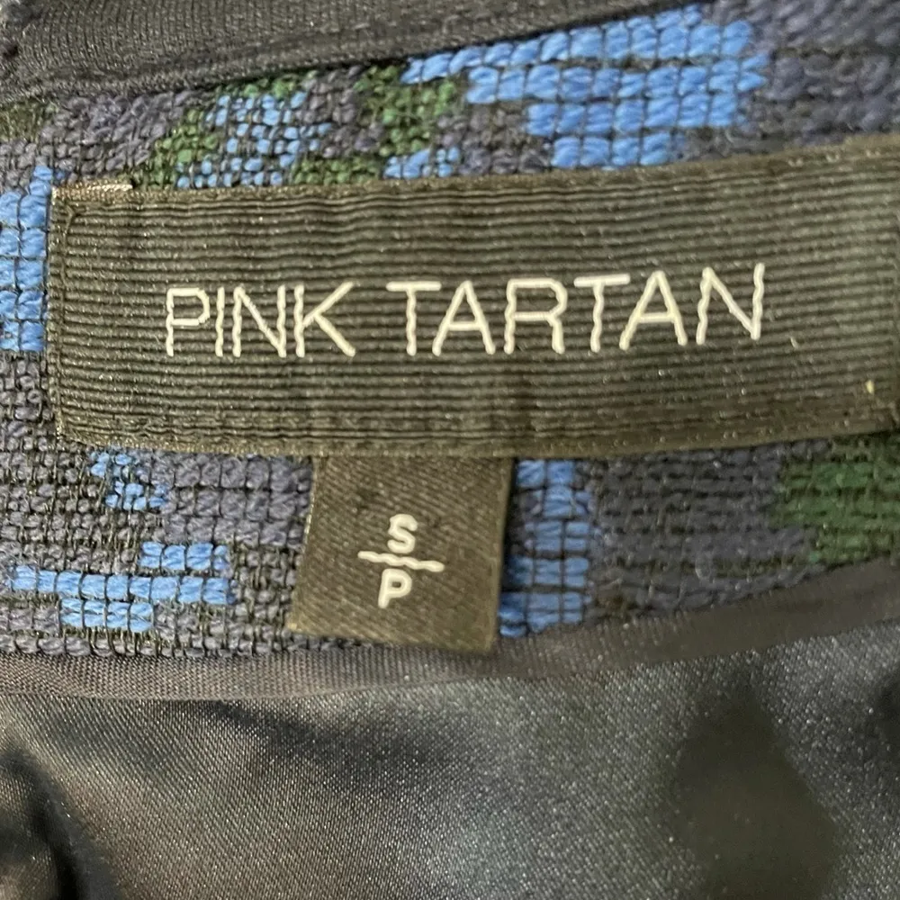 Pink Tartan Floral Colorblock Dress Blue - Image 4