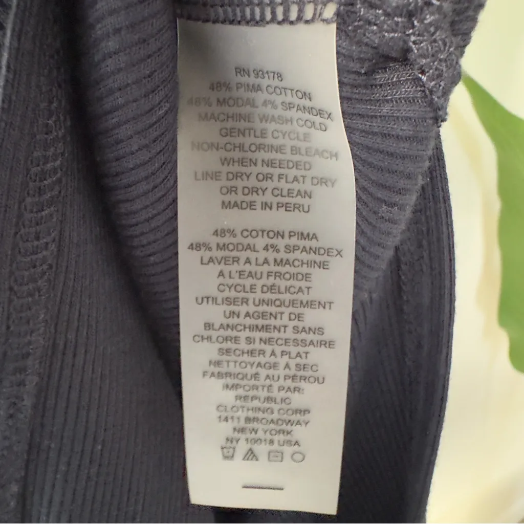 Elie Tahari Navy Midi Dress ribbed short sleeve Bodycon slit side solid casual S - Image 9