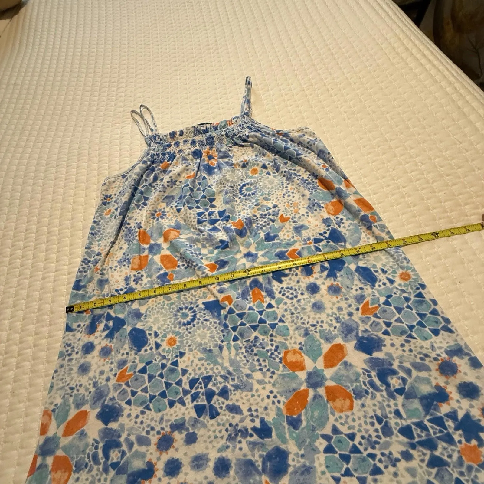 Lauren Ralph Lauren Nightie Slip Short Nightgown Sz M Medium Blue Geo Floral - Image 3