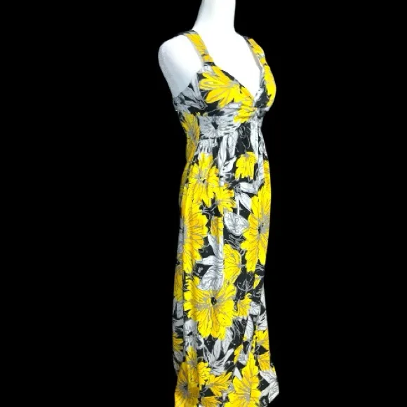 Allison Brittney Yellow and Black Floral maxi Dress - Image 5