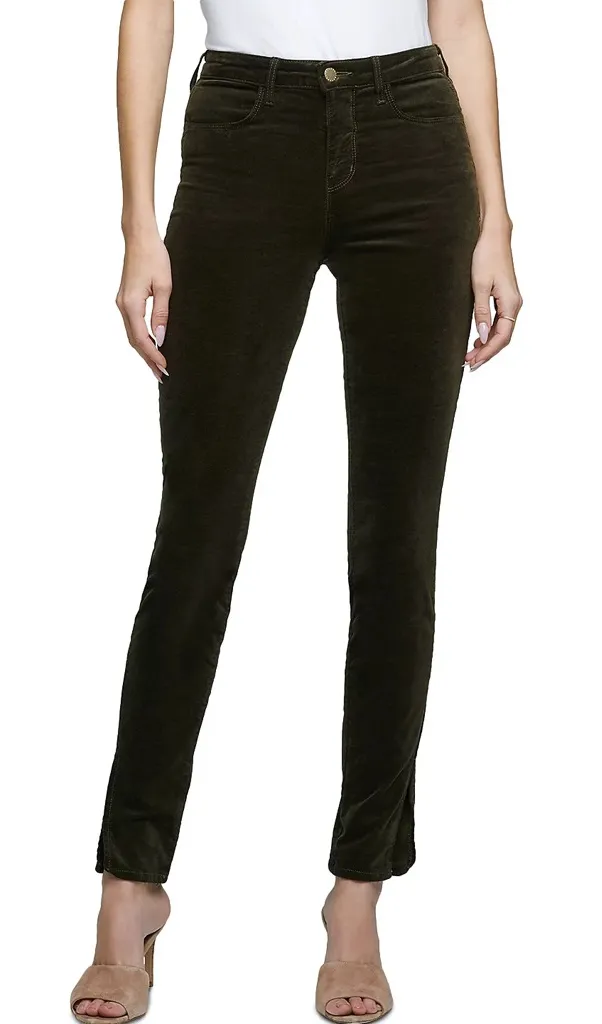 L'AGENCE Josie High Rise Skinny Split Hem Pants – Hunter Green | Size 28 - Image 1