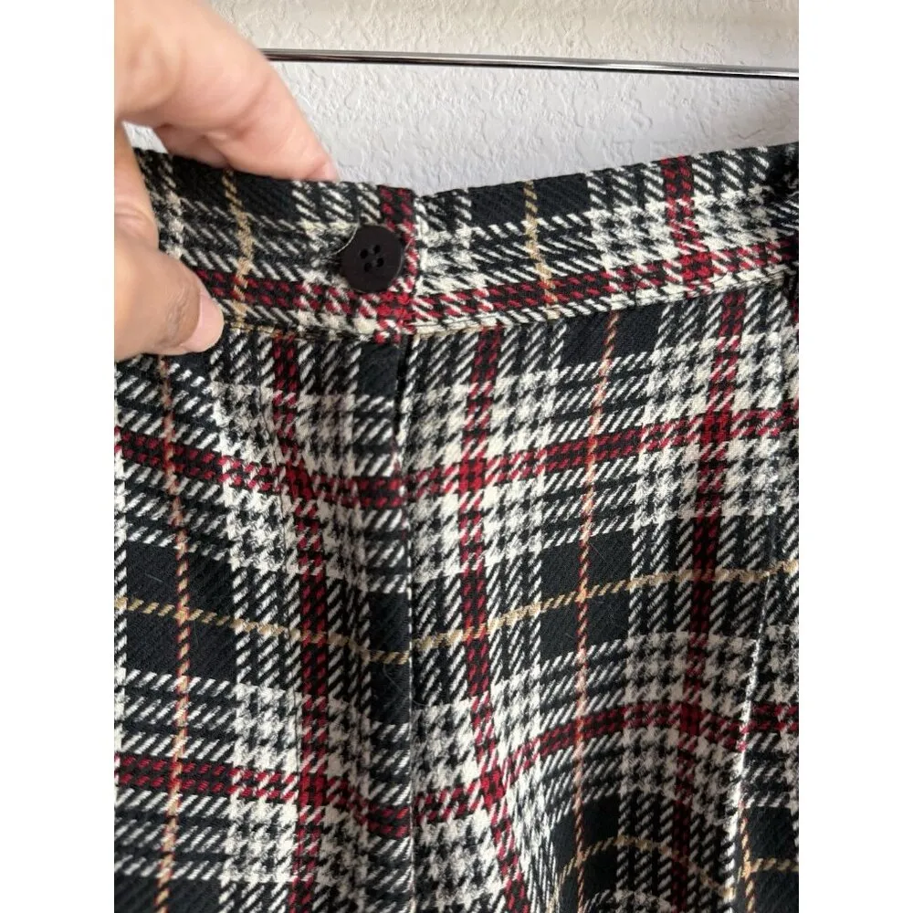 Vintage Talbots Size 10 100% Wool Plaid High Waisted Pleated Shorts‎ Academia - Image 5