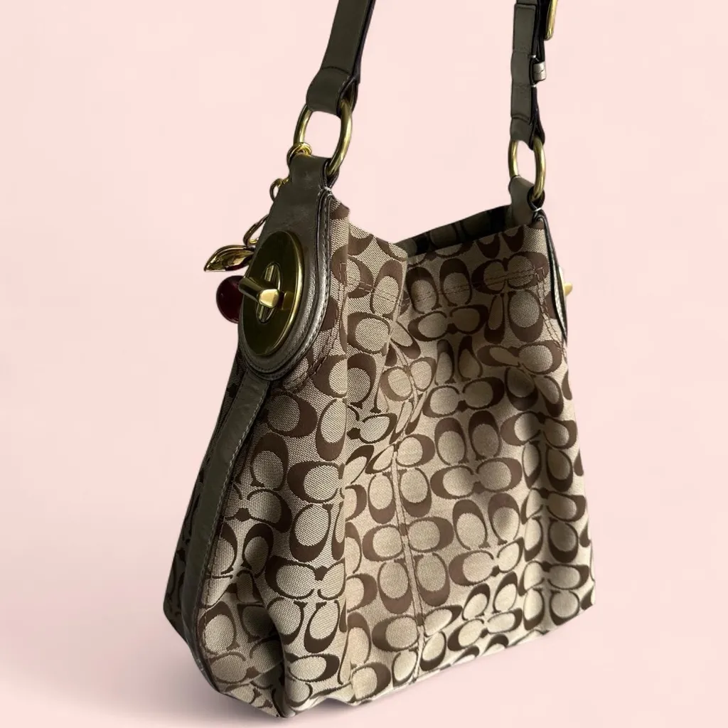 Coach  Tan and Brown Patterned Shoulder Bag - Image 3