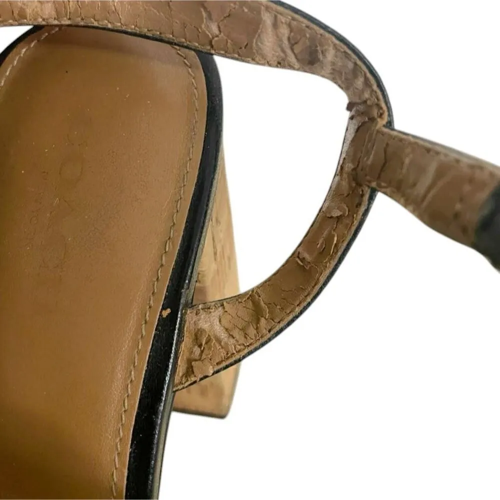 Coach Size 8 Block Cork Heel Open Toe Strappy Black - Image 11