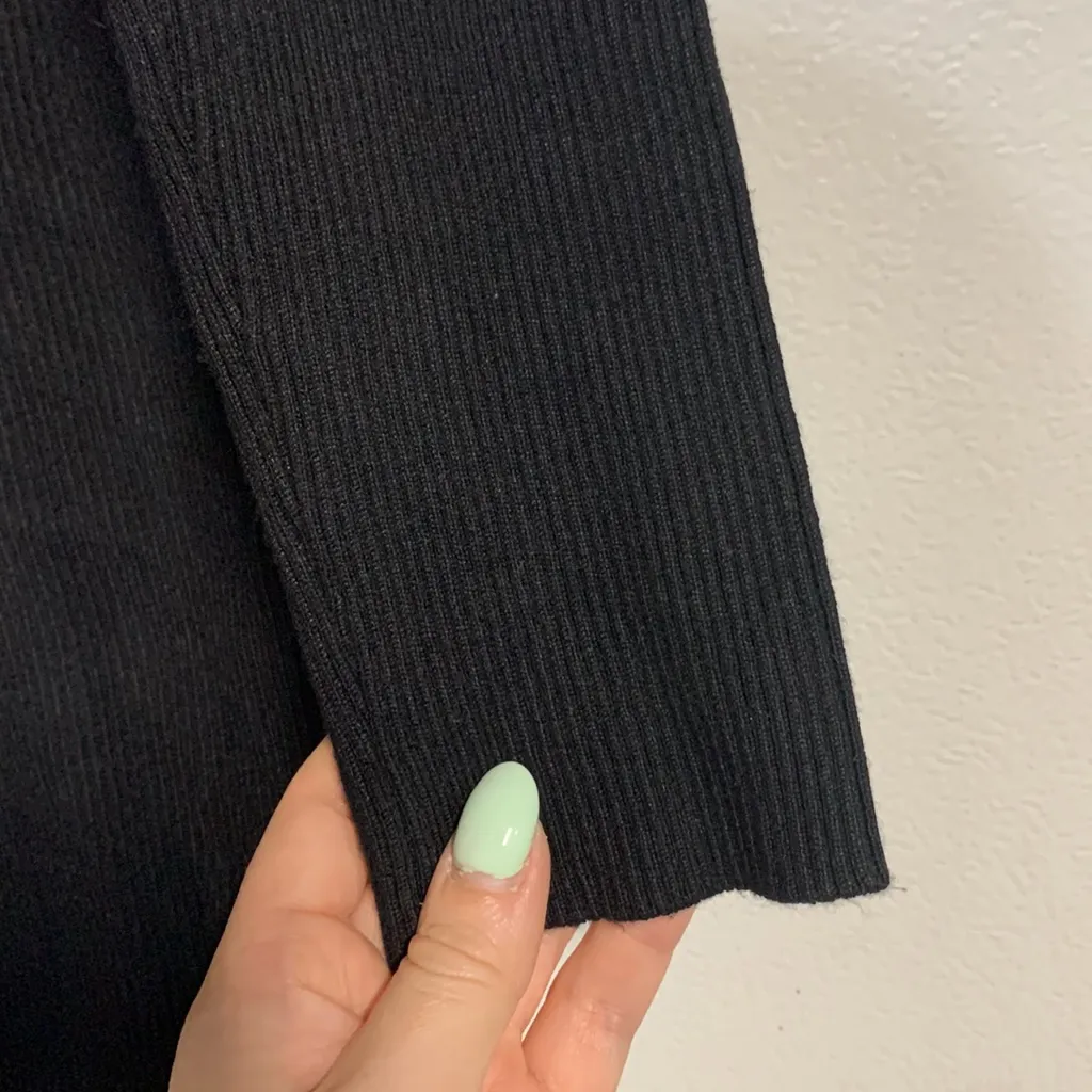 HOUSE OF HARLOW 1960 RIBBED BUTTON UP SWEATER DRESS BLACK LARGE - Image 6