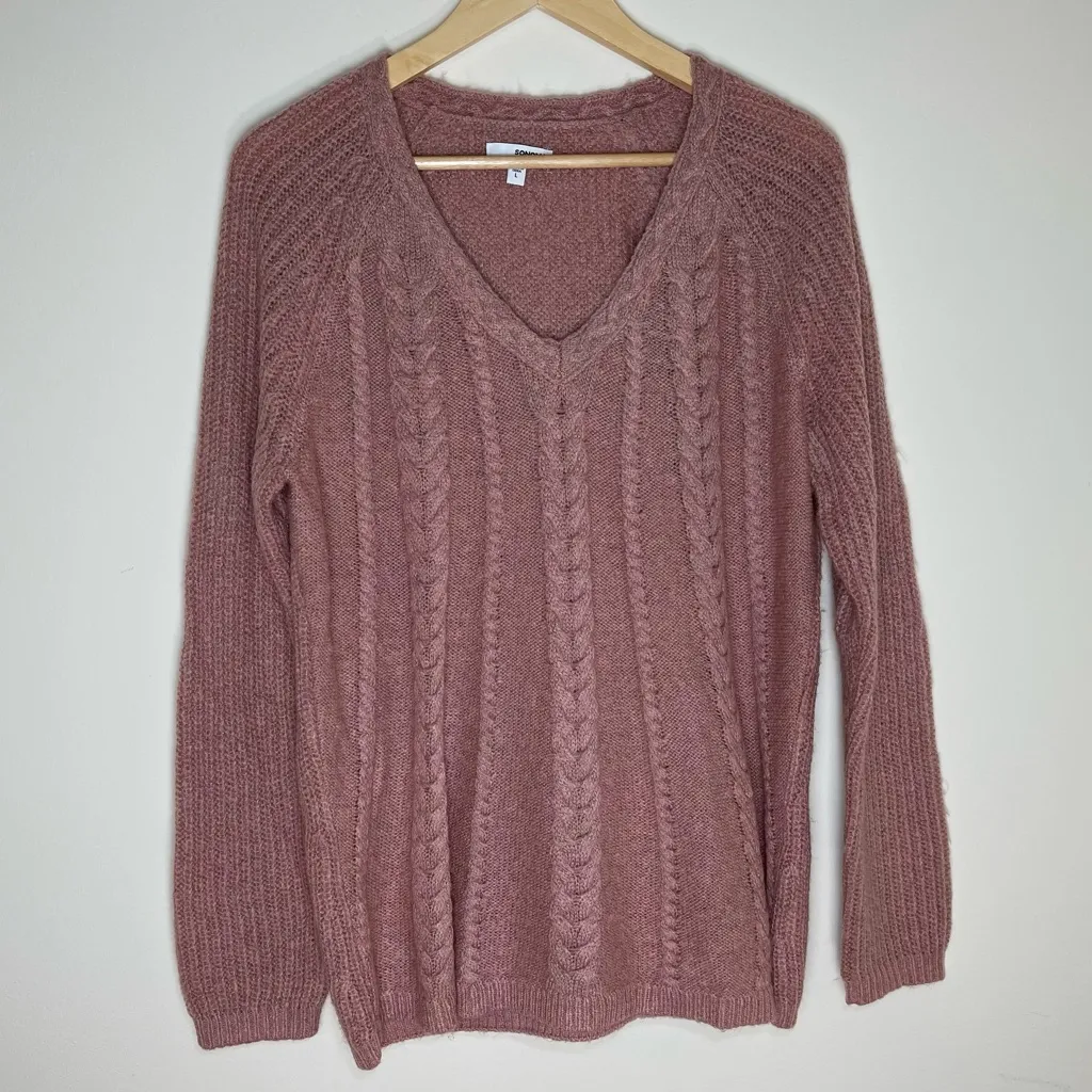 Sonoma | Dusty Pink Cable Knit Long Sleeve Sweater | Large - Image 2