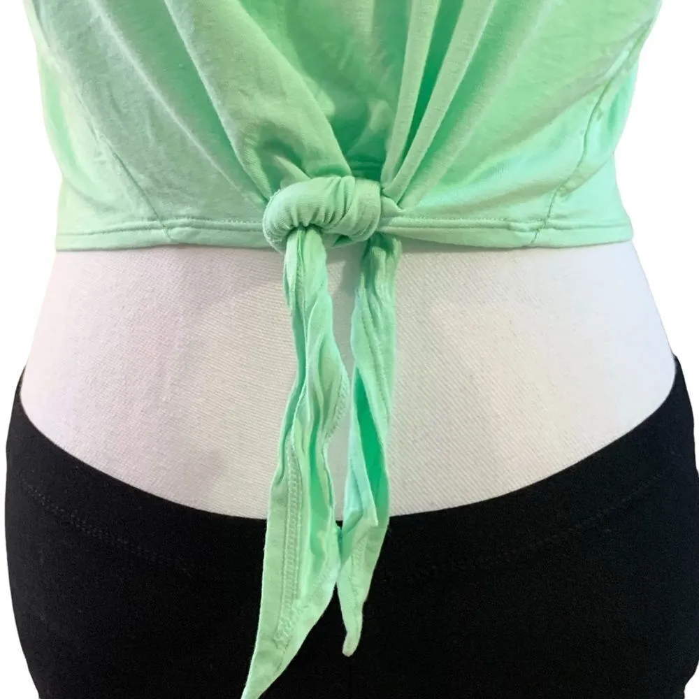 WOMEN’S Joylab bright green cropped front knot tank - Image 4