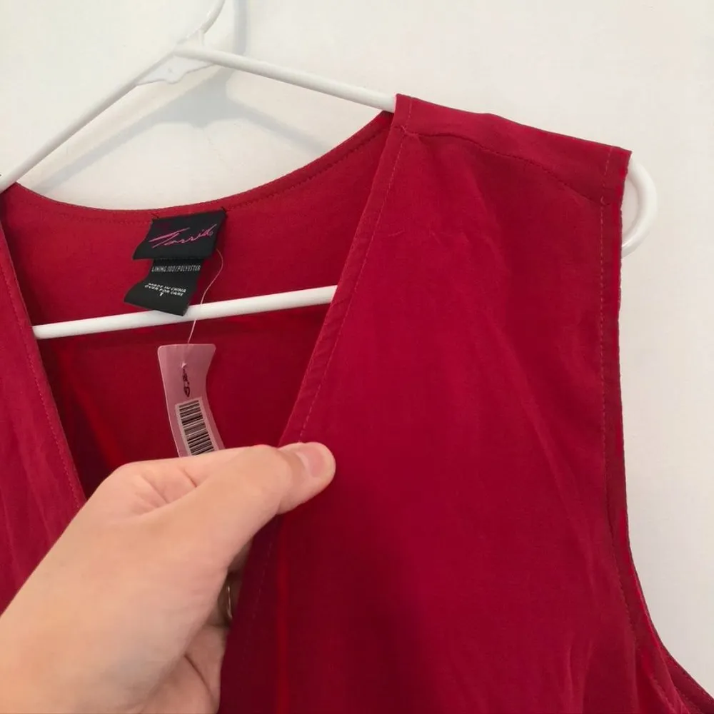 NEW NWT OLD TAG TORRID 1 Plus Size Surplice Chiffon Blouse Raspberry Pink Red 1X - Image 9