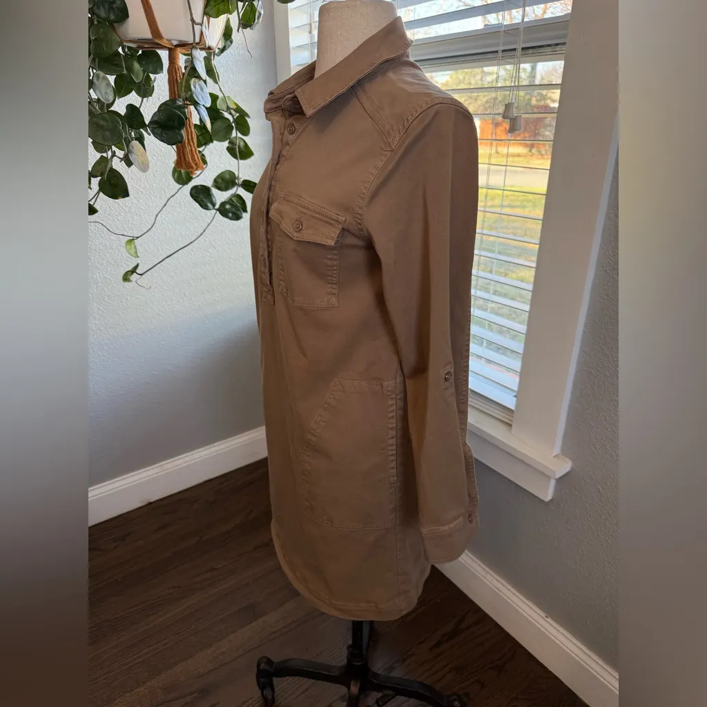 Michael Stars Eleanor Pop Over Shirt Dress Size XS Pockets Neutral - Image 5