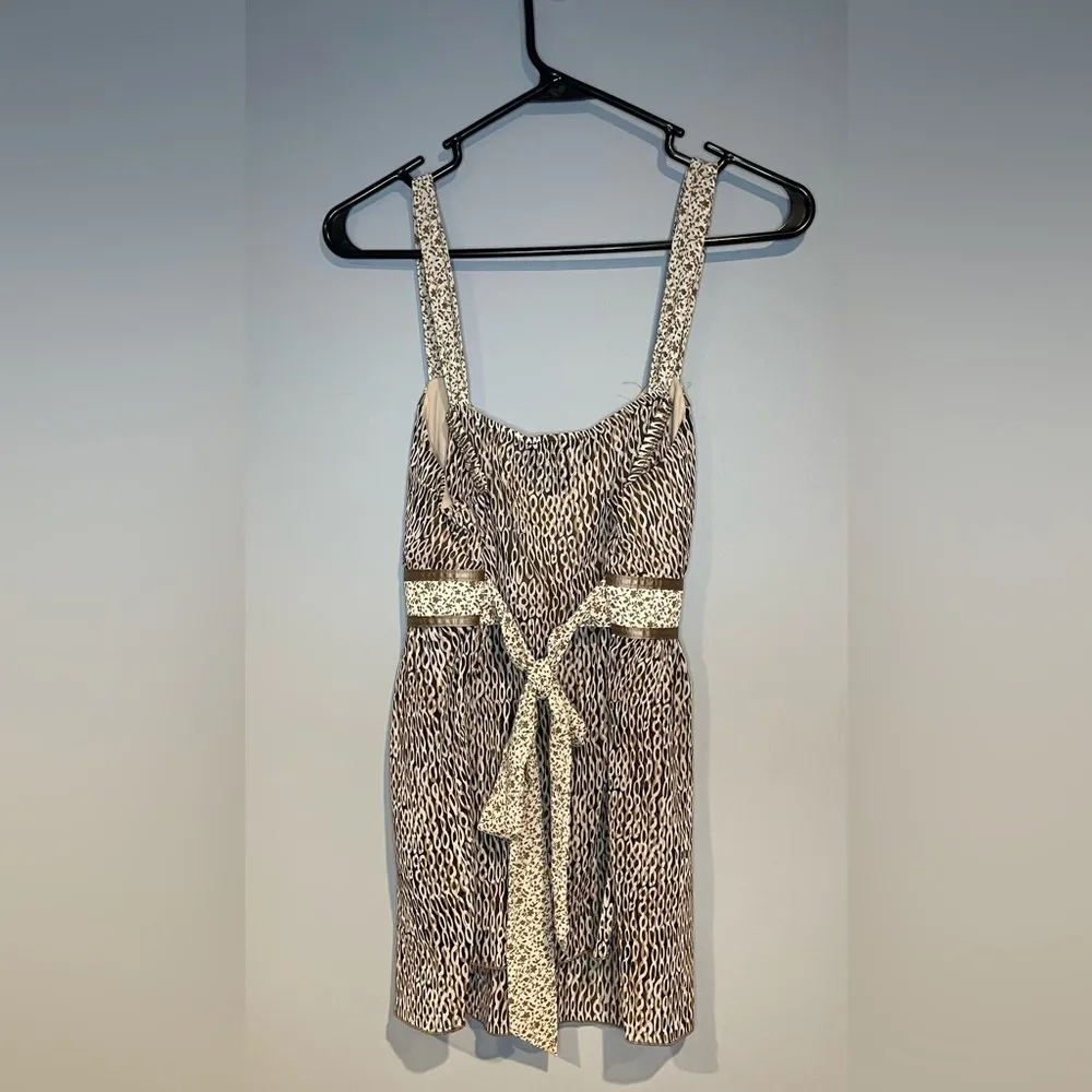 Y2K Vintage IZ Byer California Tank Top Zipper Sheer Brown Cream Floral Size XL - Image 2