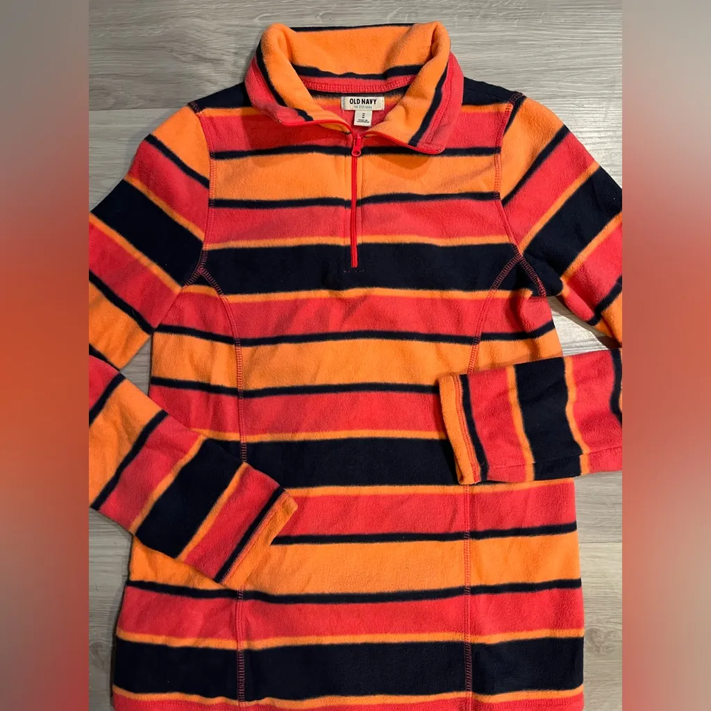 Old navy Orange‎ and Black Striped Fleece Pullover - Image 4