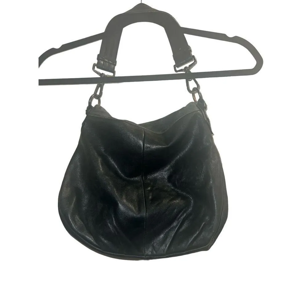 ✨Margot Natalie Soft Black Pebbled Leather Fold Over Hobo Purse✨ Black - Image 3