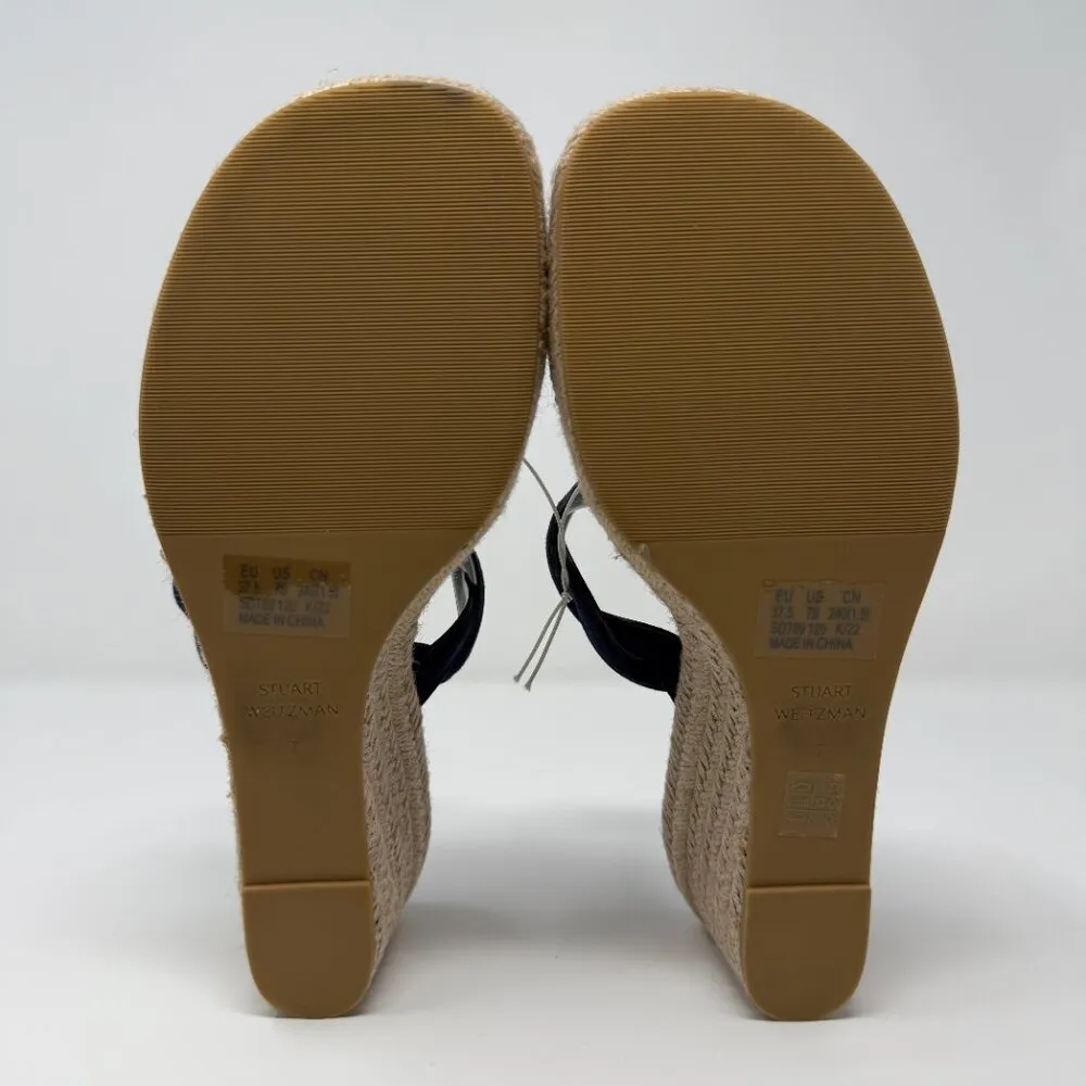 Stuart Weitzman Twistie Flat Sandals Open Toe Wedge Heels Women's 7 Navy NWOB - Image 8