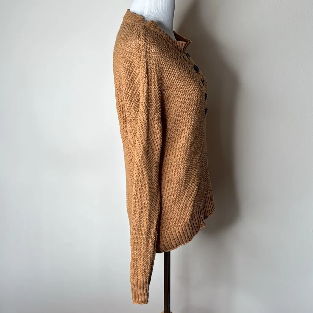 American Eagle Tan Knit Henley Sweater - Image 4