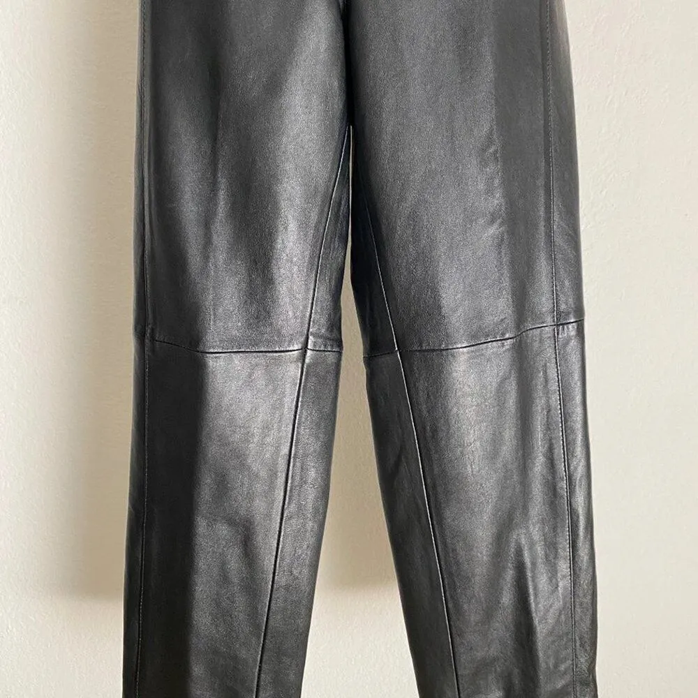 Zana Couture sz 12 black high rise‎ VINTAGE 80s 100% Leather pants - Image 11
