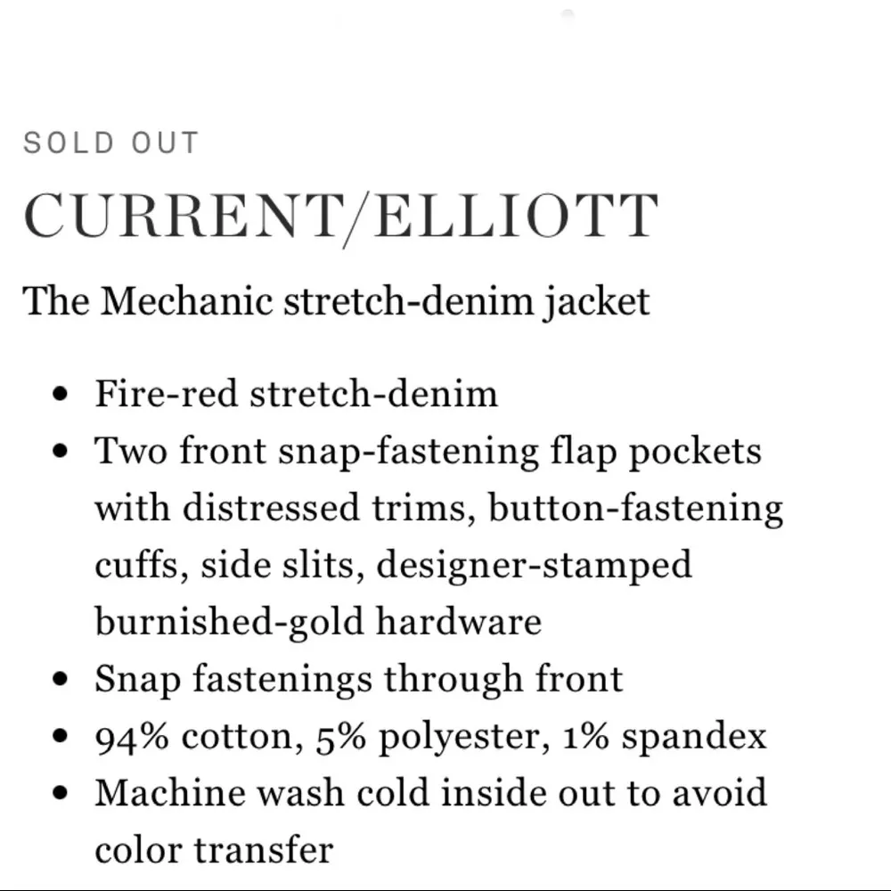 Current/Elliott Fire Red Mechanic Jacket 0 - Image 16