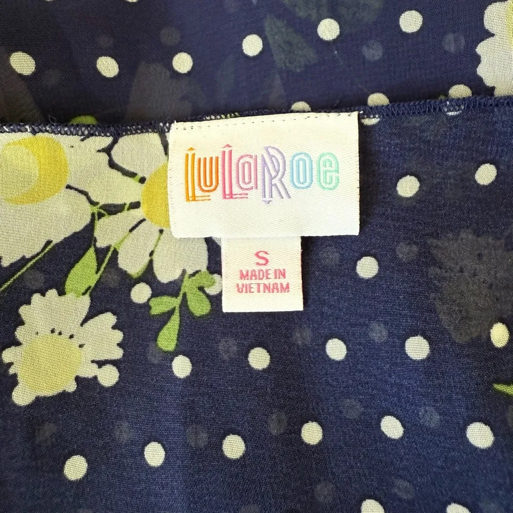 Boho Floral Kimono Festival Beach Long Cardigan Navy Daisy Polka Dot Oversized - Image 6