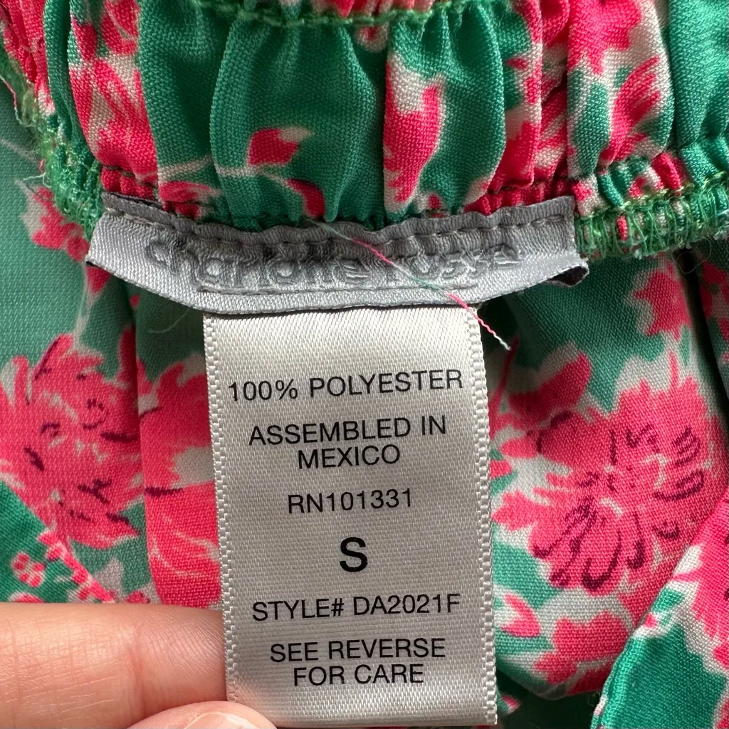 Charlotte Russe High Waisted Floral Flowy Shorts in Green/Pink Size Small - Image 6