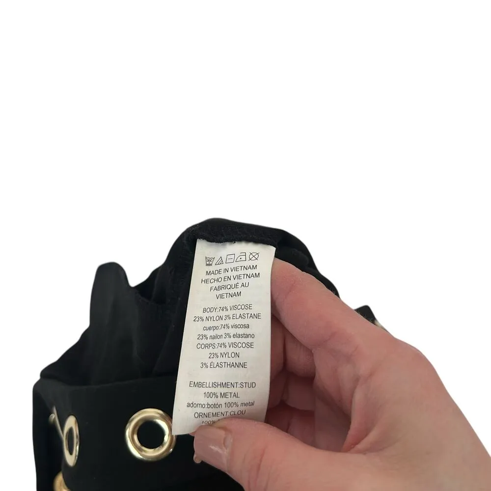 Michael Kors Black Grommet Waist Stretch Dress Pants Sz M - Image 5