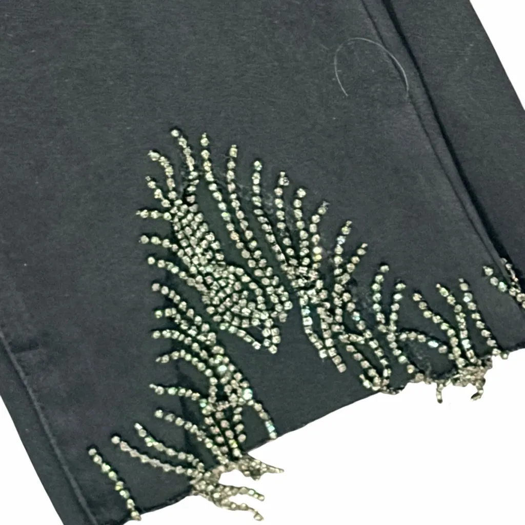 RISEN JEANS black rhinestone fringe size 7. 28. - Image 7