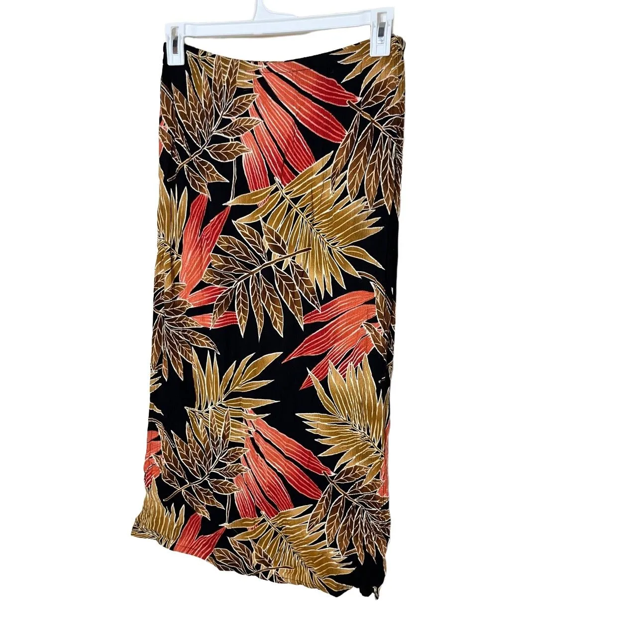 Kathie Lee Collection Skirt Womens Size S Black Leaf Print Vintage Maxi - Image 6
