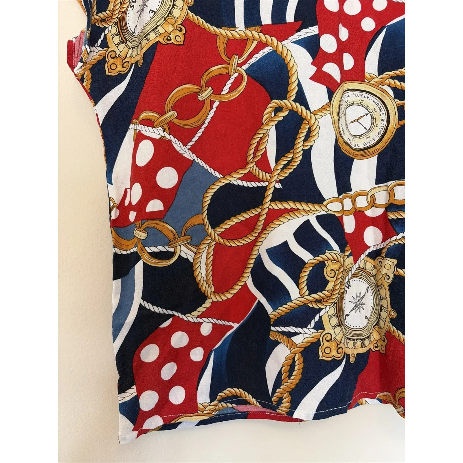 Vintage VTG‎ Woodsbury Nautical Rope Compass Journey Blouse Shirt Womens Medium - Image 2