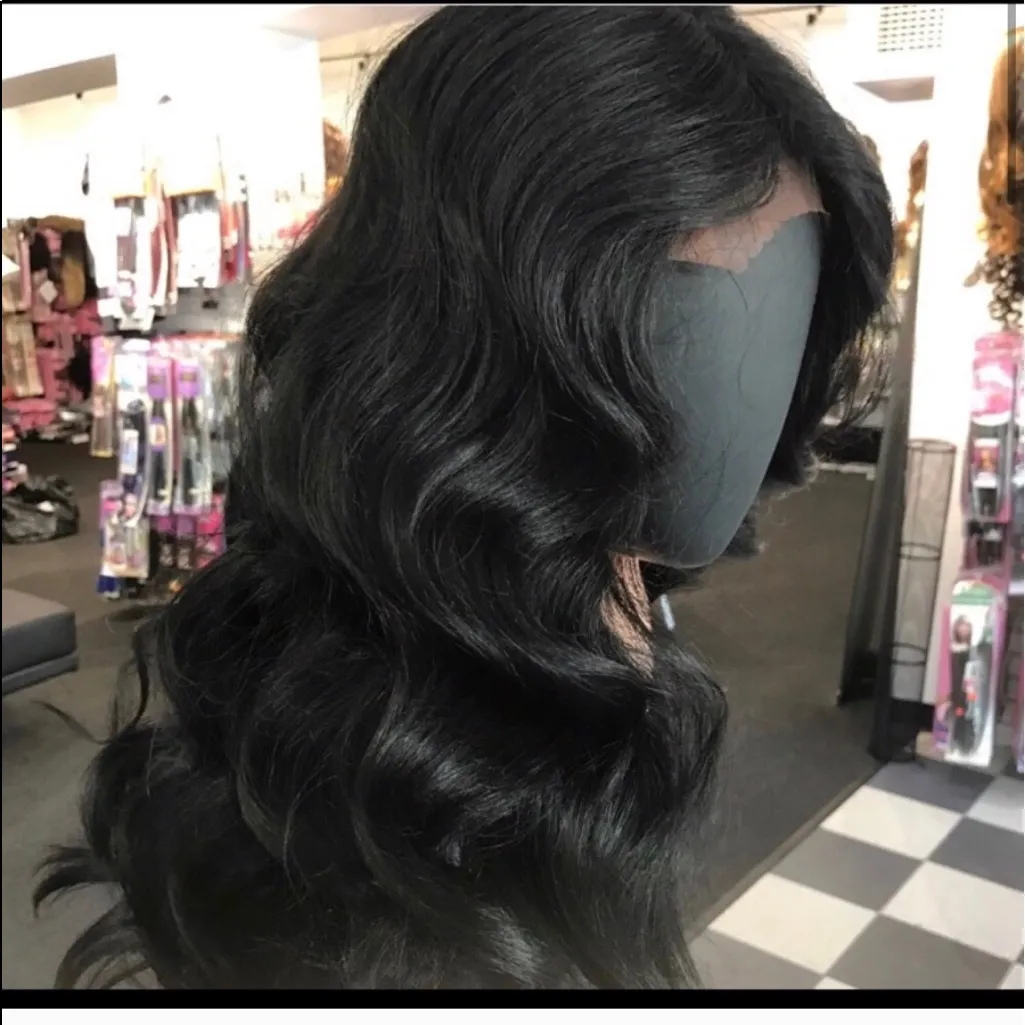 Black Long Lacefront Wig Beach Waves - Image 5