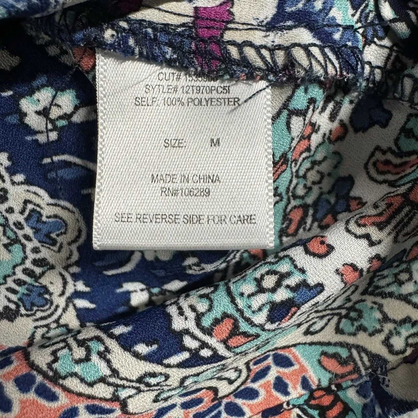 Society Girl Off Shoulder Blouse Women Medium Boho Cottagecore Geometric Peasant - Image 7