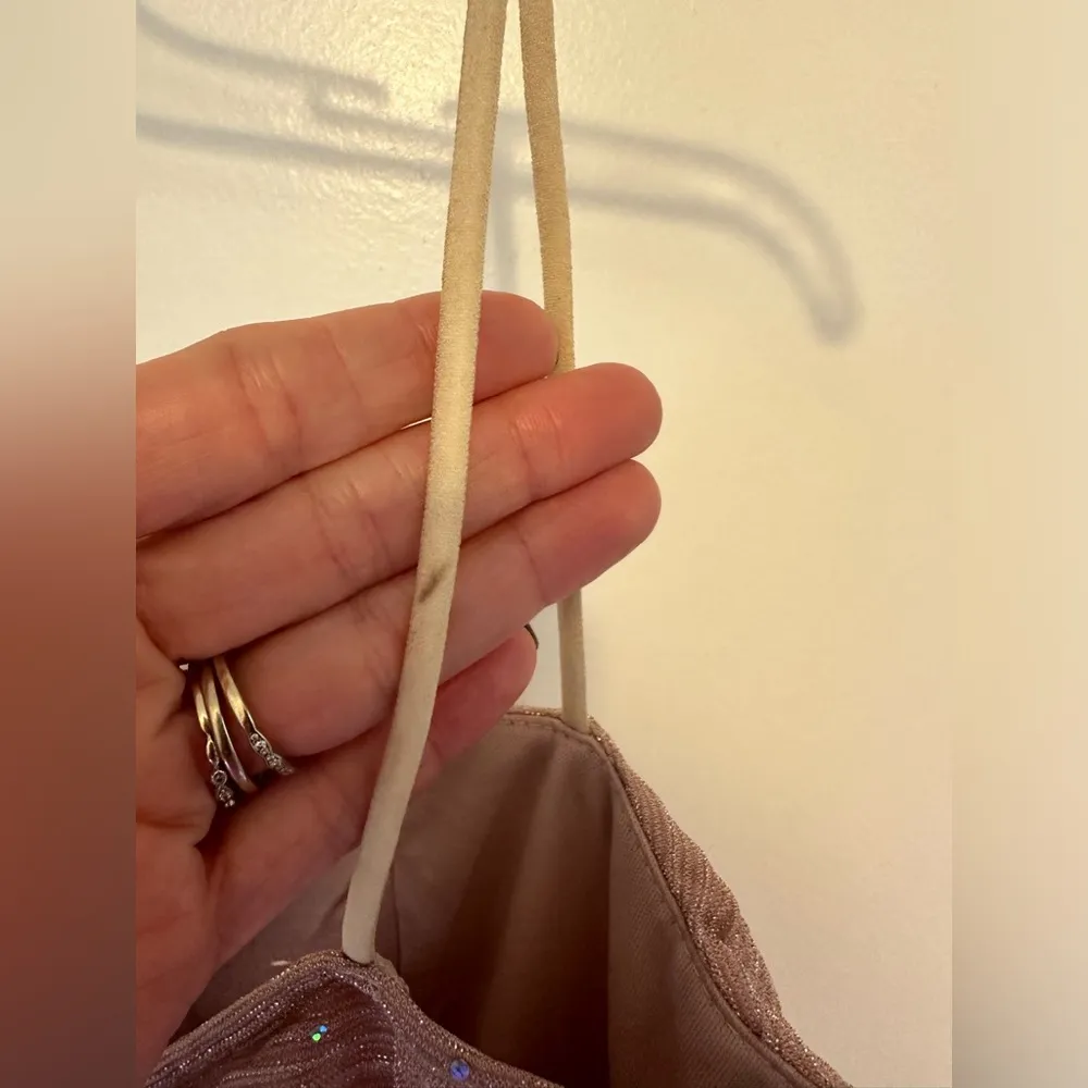 Lulus Flirty Vibes Bodycon Dress Womens Small Pink Shimmer Sequin Straps New - Image 6