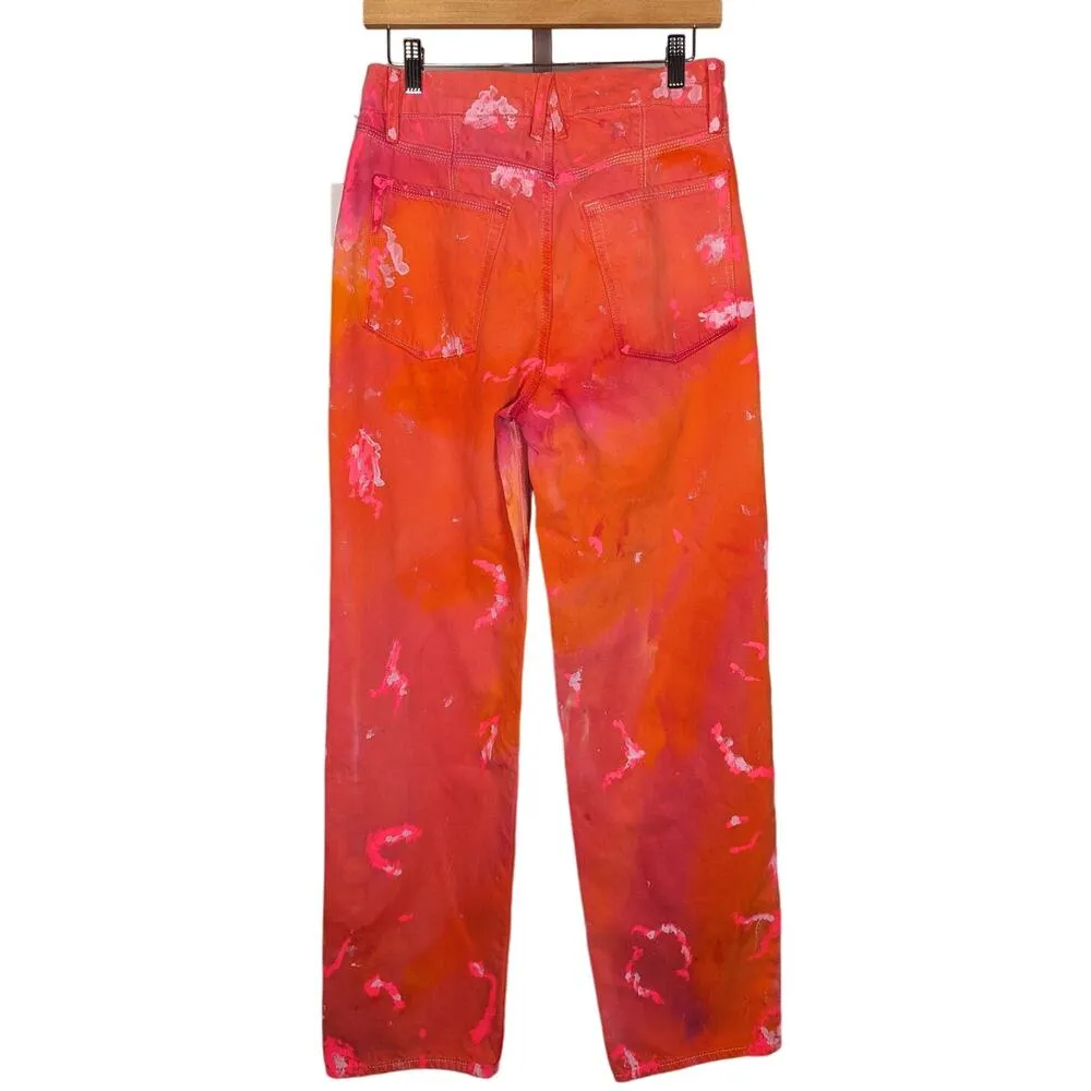 Good American Prentis Burrell 90s Loose Fit Tie Dye Jeans Pink Orange Size 2/26 - Image 3