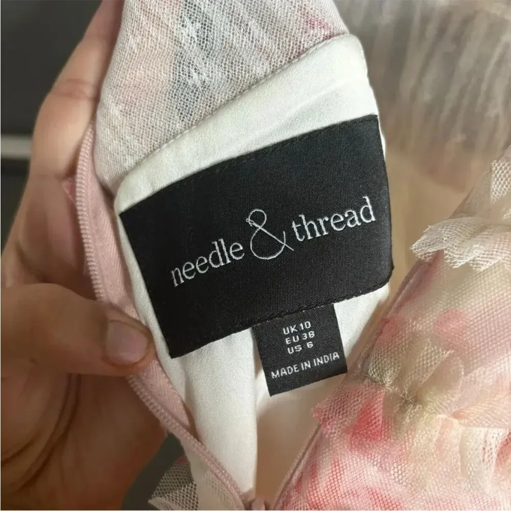 Needle and Thread Memory Rose Sleeveless Tulle Mini Dress Pink White Size 6 - Image 9